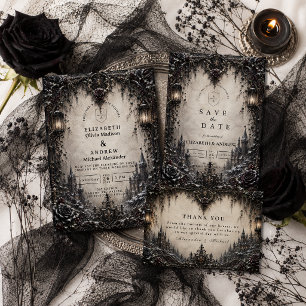 Cartons Réponse Mariage goth élégant d'hiver