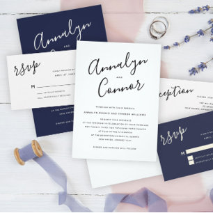 Foto Modernes Skript   Einfache Hochzeit Einladung