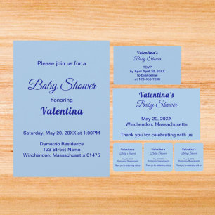 Invitation Style de typographie Minimaliste Fête de Bébé Bleu