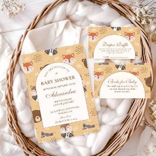 Invitation Fête Prénatale des Animaux de la Forêt Douillette