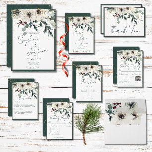Rustikale Berries Winter Floral Wedding Save The Date