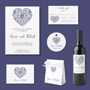 Blue Talavera Heart Runder Aufkleber