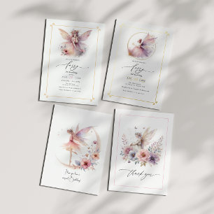 Invitations En Acrylique Fée Première Fête d'anniversaire 1 an