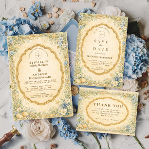 Carte De Remerciements Mariage Vintage Floral Naval de Style Côte