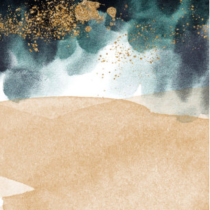 Invitation Blue Green Gold Paint Agate Plage Mariage Douche