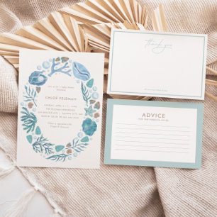 Carte Conseil Sous le Baby shower nautique de l'aquarelle marine