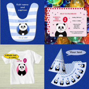 Niedliche Panda erste Geburtstagsparty pink Einladung