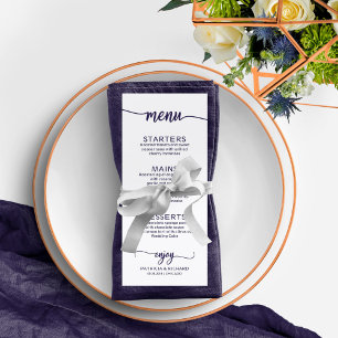 Invitation Heekend Mariage Horaire Elegant Chic Navy Bleu