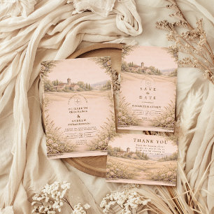 Invitation Mariage à la chapelle de la campagne rustique