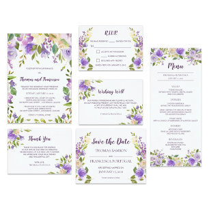 Aquarelle Lilac Faire-part de mariage Floral