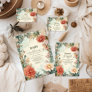 Invitation Bébé en Fleur Baby shower Fleur sauvage Floral