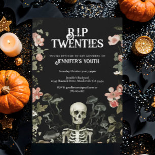 RIP Twenties Floral Skeleton 30. Geburtstagsfeier Einladung