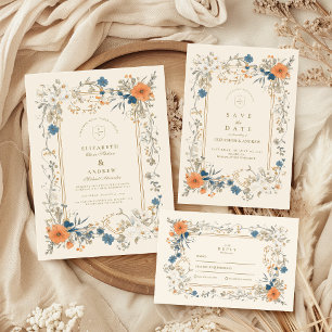 Boho Vintag Floral Fern Wedding Save The Date