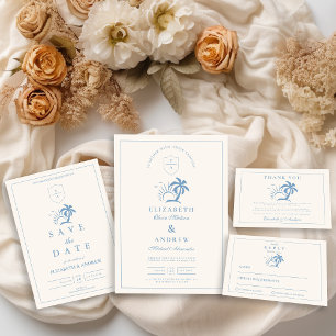 Elegante Palm Tree Hand Drawn Wedding Begleitkarte