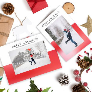 Modernes Red 2 Tone Watercolor Happy Holiday Foto Postkarte
