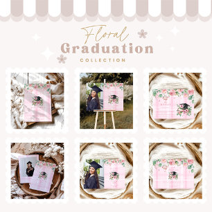 Cartons Réponse Élégant Pink Floral Graduation