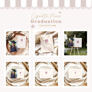Coquette Pink Bow Nursing School Graduate Dankeskarte