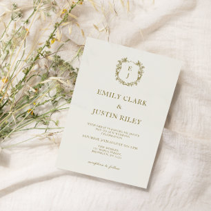 Invitation Classic Golden Monogramme Enregistrer le Mariage d
