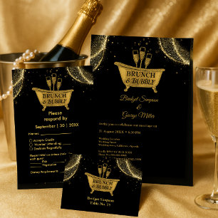 Black Gold Brunch & Bubbly Wedelcard Dankeskarte