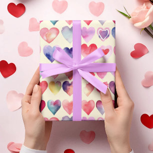 Feuille De Papier Cadeau Valentine Red Heart Motif