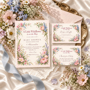 Eine kleine Wildblumen-Baby-Party-Windel-Raffle Begleitkarte