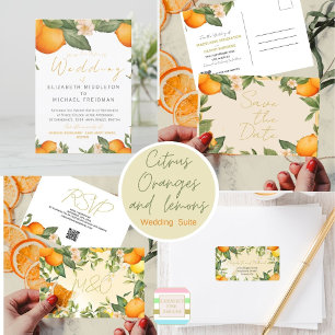 Citrus Lemons Orange Botanische Moderne Hochzeit Einladung