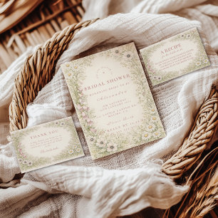 Vintage-Wildblumen-Botanik-Brautparty Dankeskarte