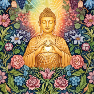 Buddha, Herz des Lichts, Küche, floral, Vintag Schneidebrett