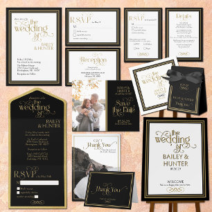 Elegante Verzierte Typografie Hochzeit speichern S Postkarte