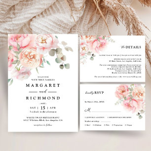 Weich rosa Rosengarten Blumenzwiebeldetails Begleitkarte