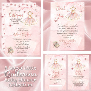 Kleine Ballerina Pink Girl Babydusche Dankeskarte