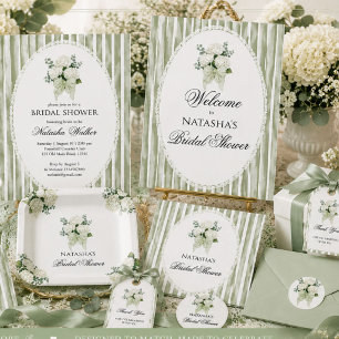 Sagegrünes Vintage-Blumen-Schleifen-Einfache Hochz Quadratischer Aufkleber