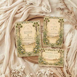 Invitation Mariage botanique rustique dans le désert