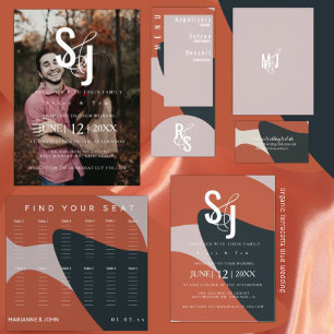 Invitation Mariage de Typographie Bleue en Terracotta Bio