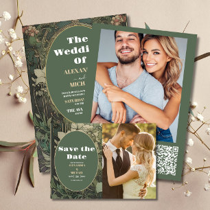 Foto Vintager Blumenstrauß Jugendstil Hochzeit Save The Date