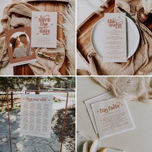 Carte D'accompagnement Papier Mariage Rétro en terre cuite Boho