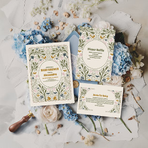 Rustikales Grünholz Fern Baby Dusche Begleitkarte