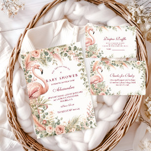 Invitation Safari élégant de flamant rose pour Baby Shower