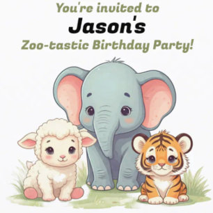 Roaring Zoo Birthday Postcard Postkarte
