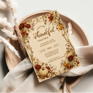 Elegantes Art Nouveau Thanksgiving-Dinner Einladung