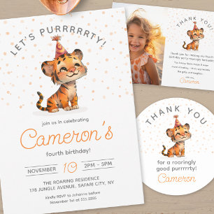 Foto zum Geburtstag eines süßen Tigers Dankeskarte