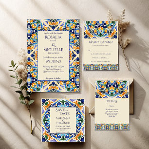 Talavera azulejo blaue Kachel Vintag mexikanische  Geschenkschachtel