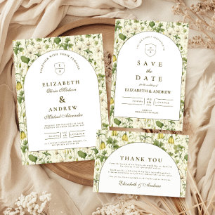 Neutrale botanische Gartenhochzeit mit Torbogen Dankeskarte