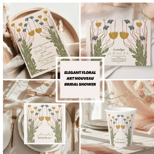 Elegantes florales Jugendstil-Brautparty Pappteller