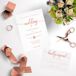 Invitation Rose Gold Elegant Calligraphie Elopement Mariage