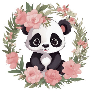 Adorable Baby Panda Bär mit Blume Banner