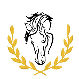 Elegantes Reitpferd Weißes Pferd Goldener Lorbeer 