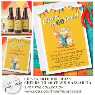 Benutzerdefinierte 60. Geburtstags-Margarita-Tequi Alkoholflaschenetikett