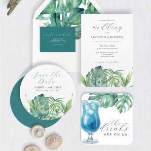Carte Postale Choix de repas Mariage de palme tropicale RSVP