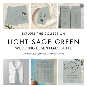Groom Groomsmen Initial Silvery Sage Green Wedding Krawatte